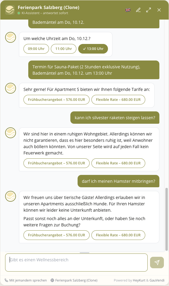 Der Assistent beantwortet ehrlich, wenn eine Anfrage nicht geht, und bleibt beim eigenen Ton.