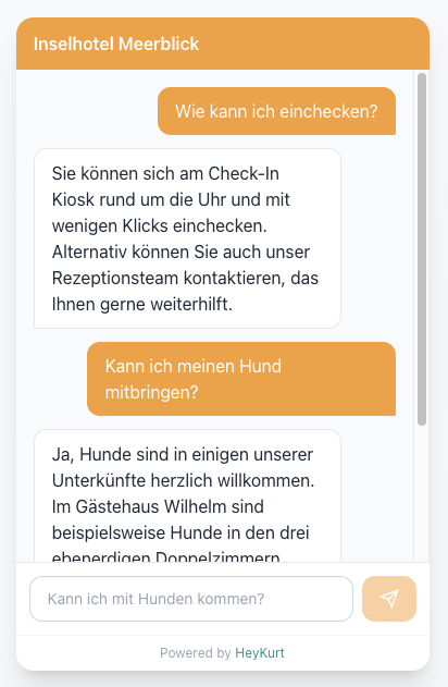 HeyKurt-Widget auf einer Website
